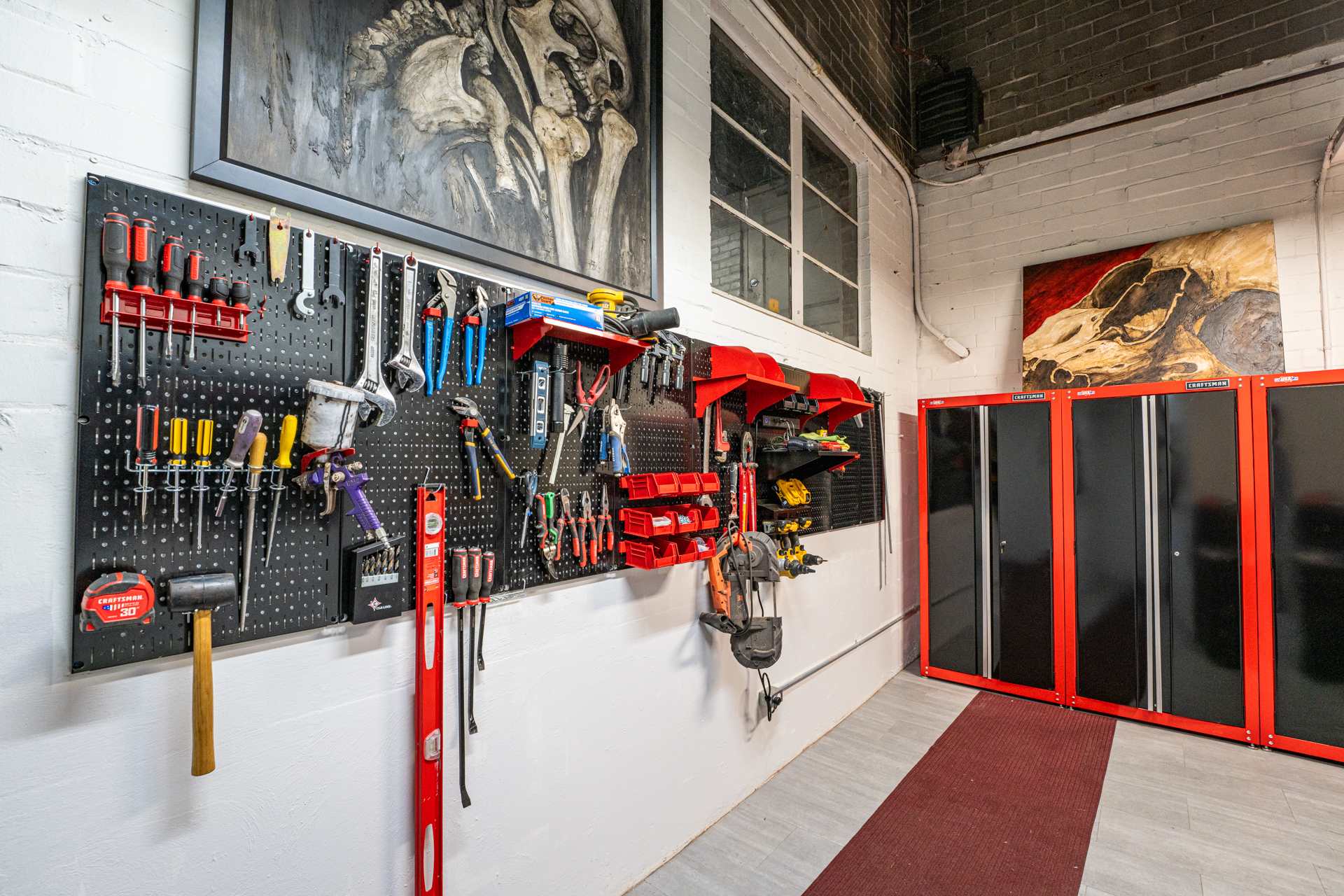 Organized tool wall and storage lockers at Lynx3PL, Inc.